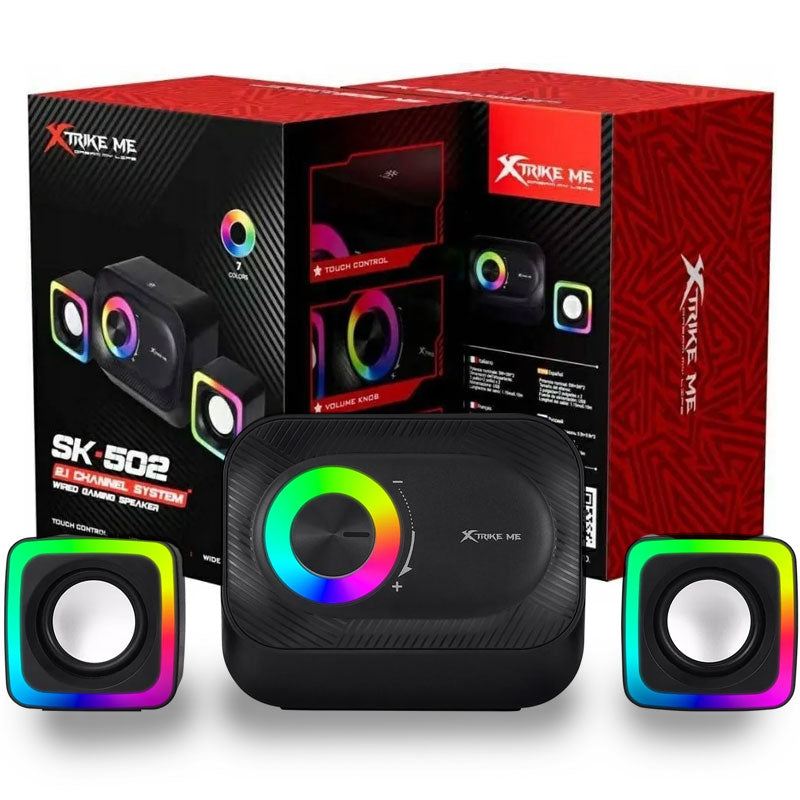 רמקולים גיימינג למחשב מערכת שמע 2.1 דגם XtrikeMe SK-502