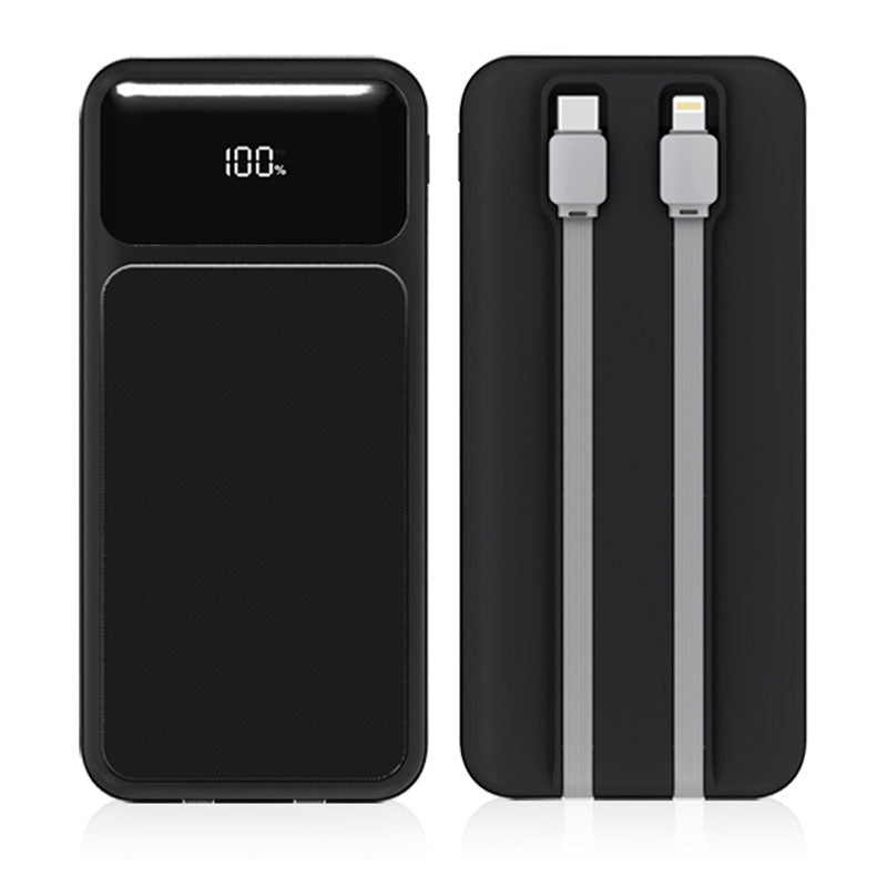 מטען פאוורבנק נייד 10,000mAh עם כבלים מובנים