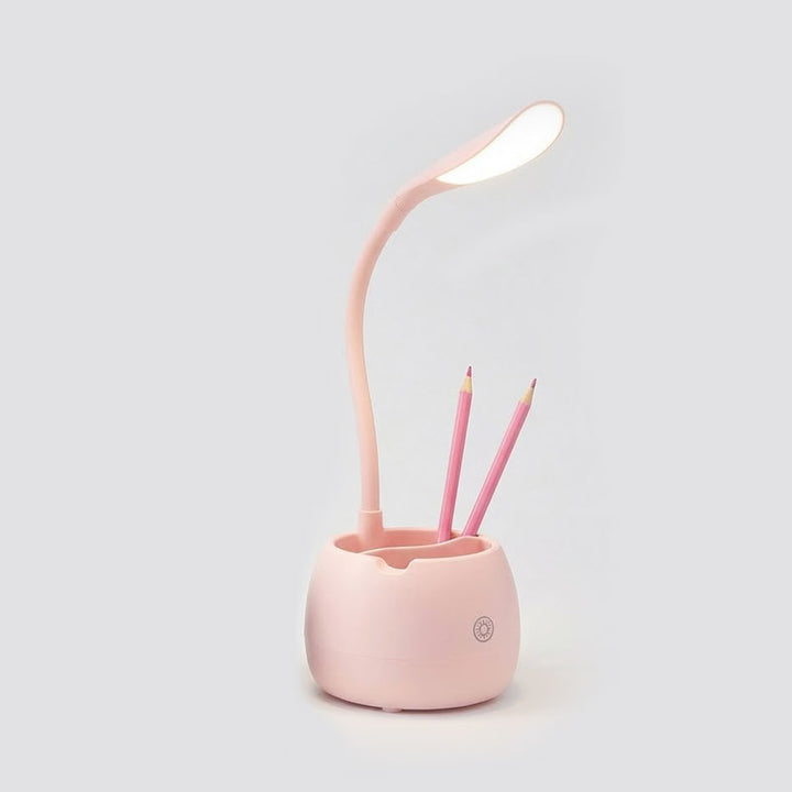 מנורת שולחן לד גמישה עם ארגונית ציוד ומעמד לנייד