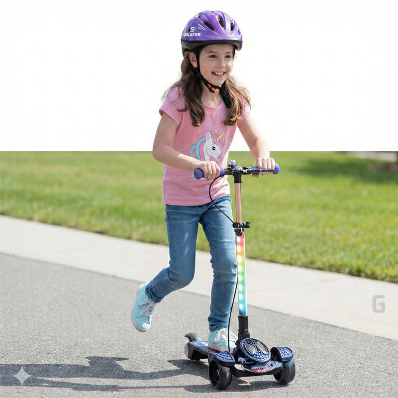 קורקינט ספיידר לילדים מבית SKATER כולל תאורת לד מרהיבה וגלגלי סיליקון רחבים