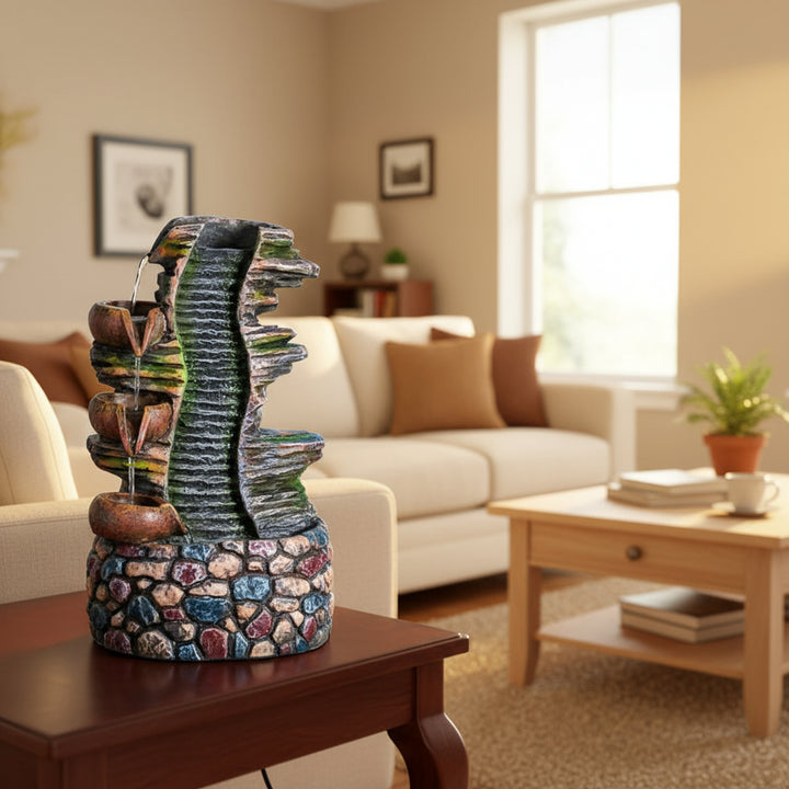 מפל מים שולחני דמוי אבנים