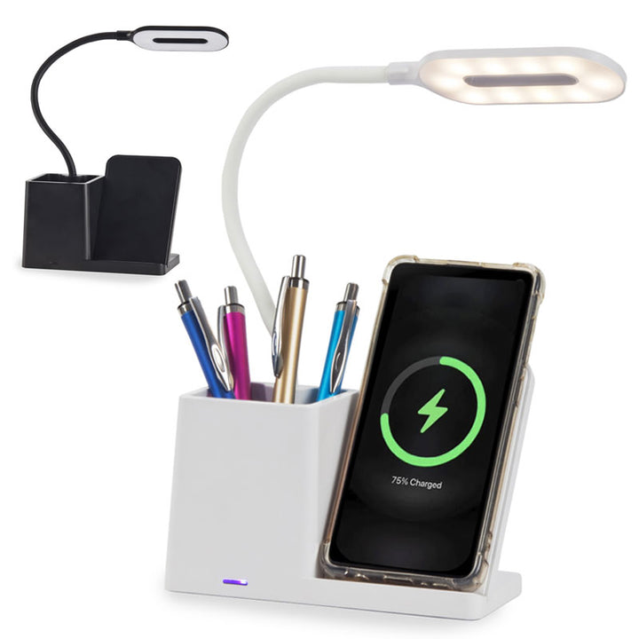 מעמד טעינה אלחוטי 15W משולב מנורת שולחן וכוס לעטים