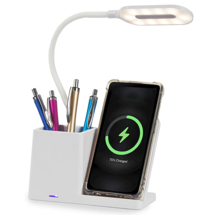 מעמד טעינה אלחוטי 15W משולב מנורת שולחן וכוס לעטים