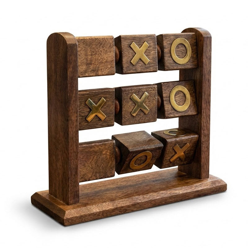 איקס עיגול שולחני מעץ ומתכת - משחק מנהלים יוקרתי ומעוצב