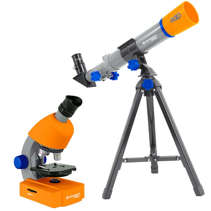 סט טלסקופ ומיקרוסקופ לילדים עם מעמד לסמארטפון
