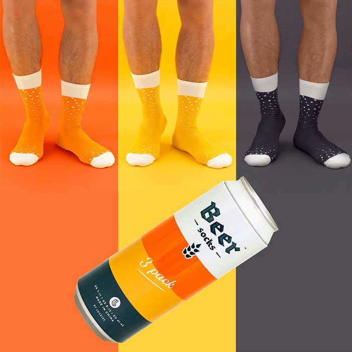 3 זוגות גרביים בפחית דמוי בירה Beer Socks