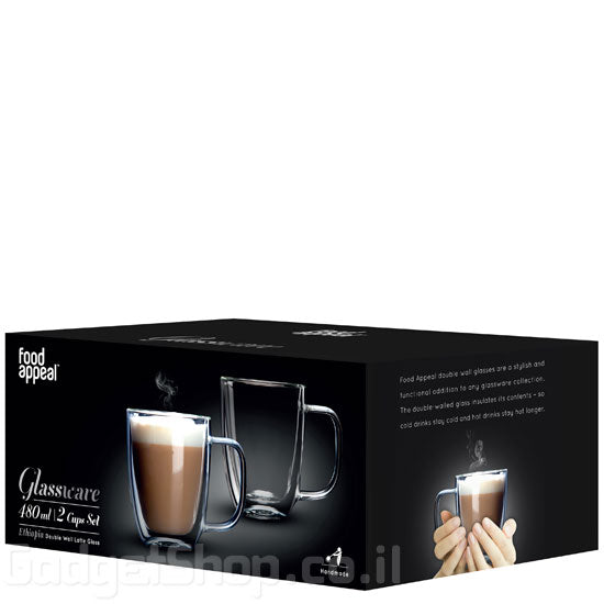 2 כוסות זכוכית דופן כפולה 480ml אתיופיה פוד אפיל