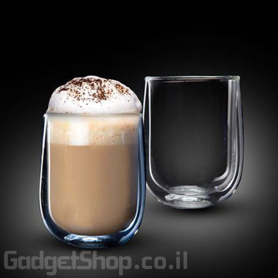 2 כוסות זכוכית דופן כפולה לאטה 250ml ונצואלה פוד אפיל