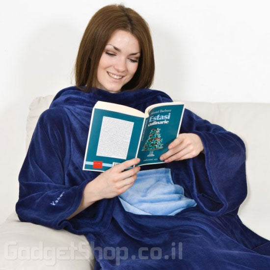 שמיכה עם שרוולים בצבע כחול Kanguru