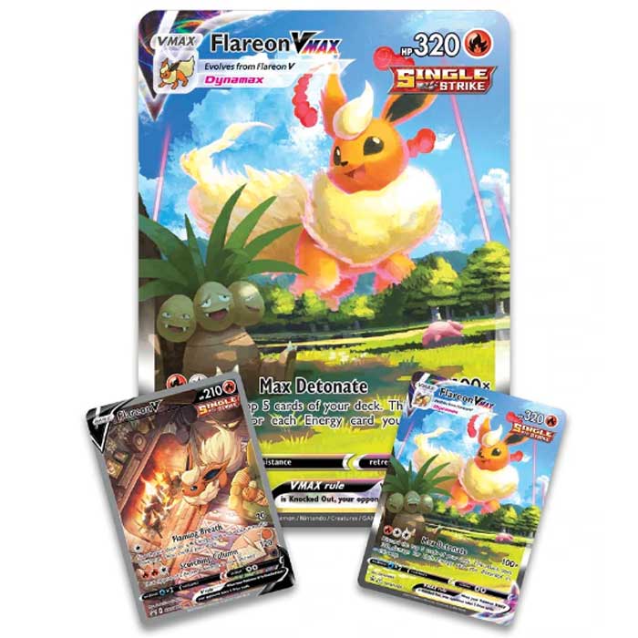 מארז קלפי פוקימון Flareon VMAX עם סיכה