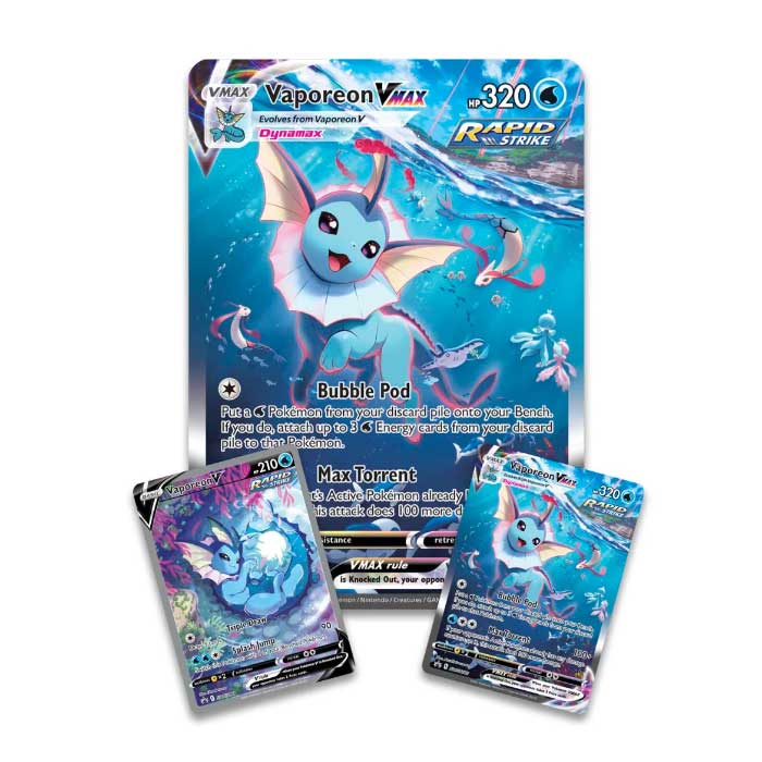 מארז קלפי פוקימון Vaporeon VMAX עם סיכה