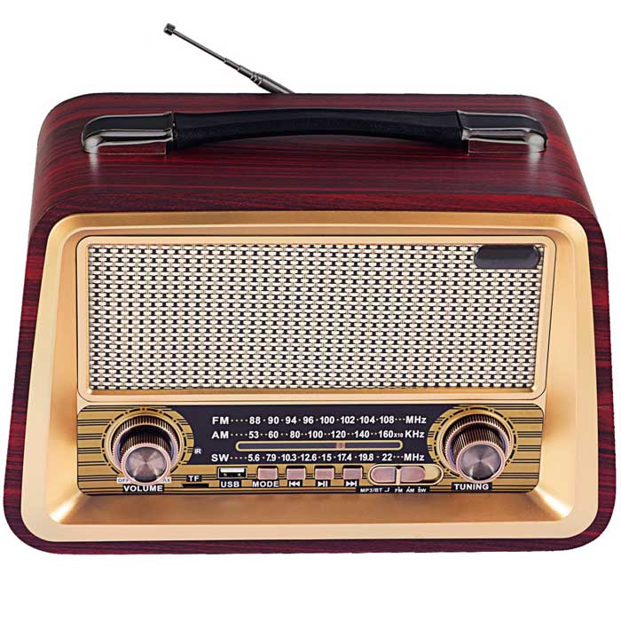 רמקול בעיצוב רטרו עם רדיו
